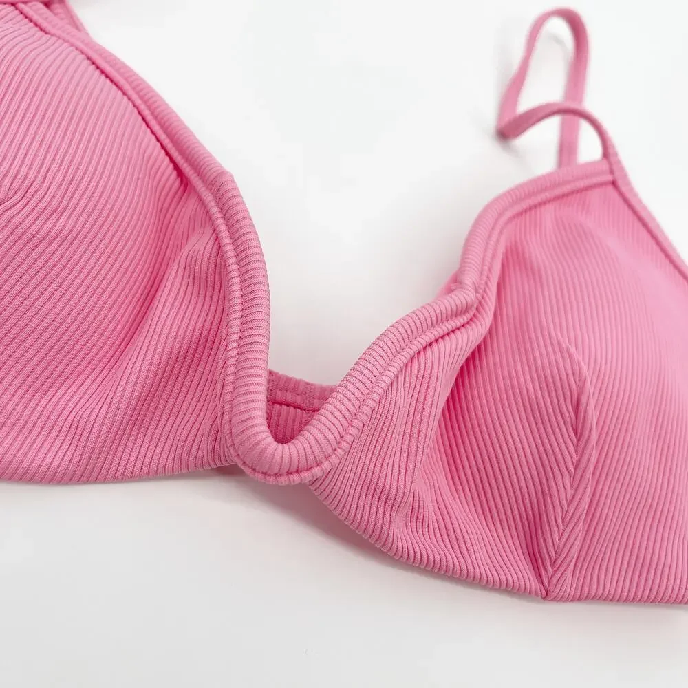 L*Space Helena Underwire Bikini Top Guava Pink Size Medium NEW With Tags!